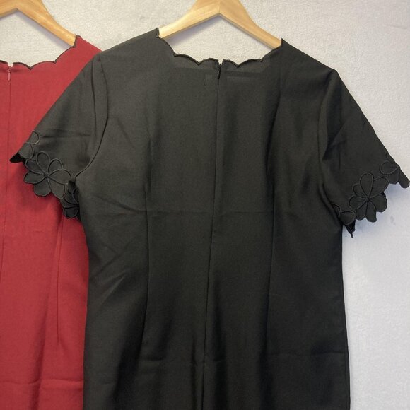 Lot of 2 Anthony Richards Scalloped Shift Dress Womens 14 Black Red Knee Length - Picture 13 of 15